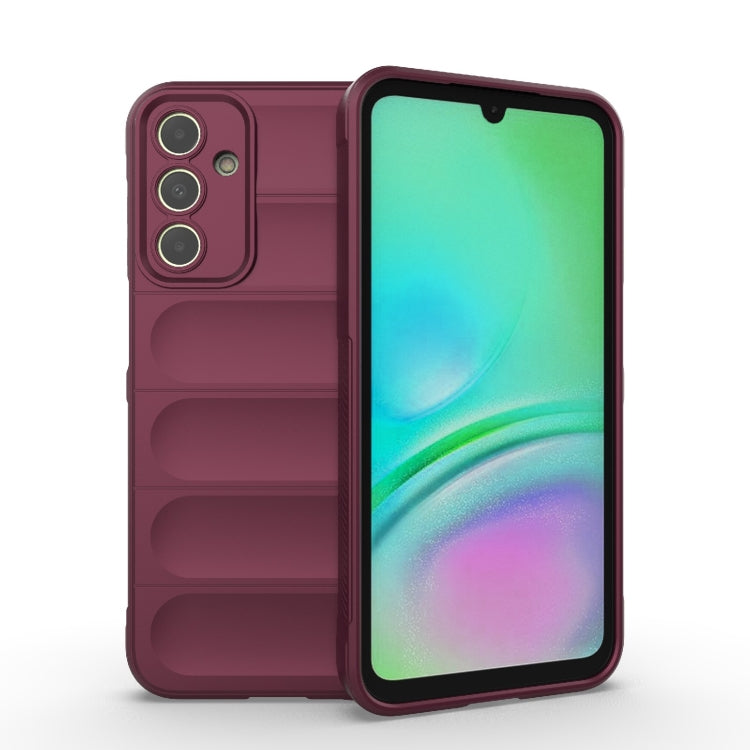 Wine colored Magic Shield TPU + Flannel Phone Case for Samsung Galaxy A15 5G, showcasing its stylish design and protective features.